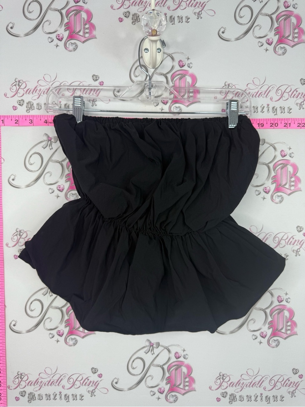 Strapless top Women’s Black Elastic Waist Bubble tube top